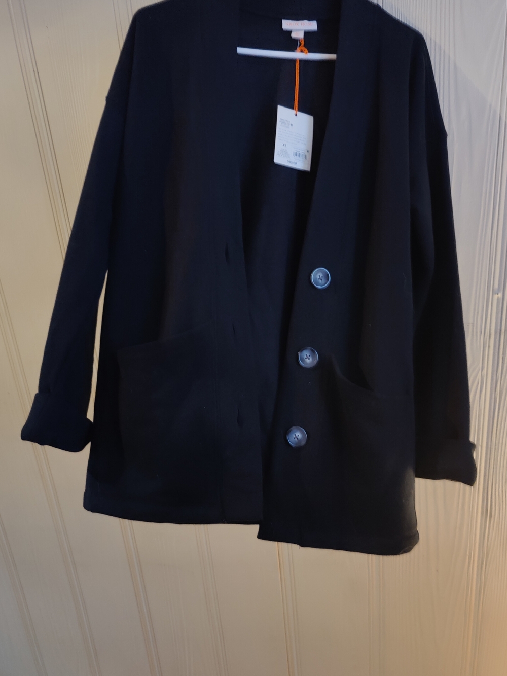 NWT size xs Women's Black Button-Front Jacket -knox rose